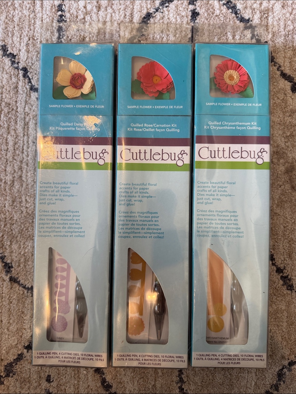 Cuttlebug Quilled Flower Kits Lot of 3 NWT Paper Flowers